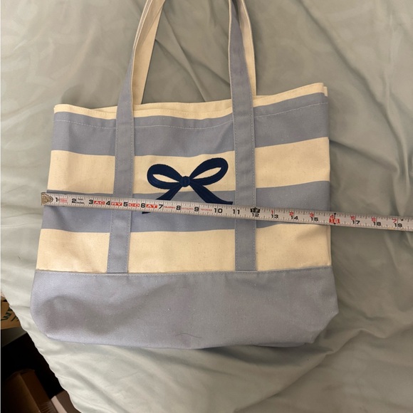 Blue bow canvas tote bag - Picture 3 of 10